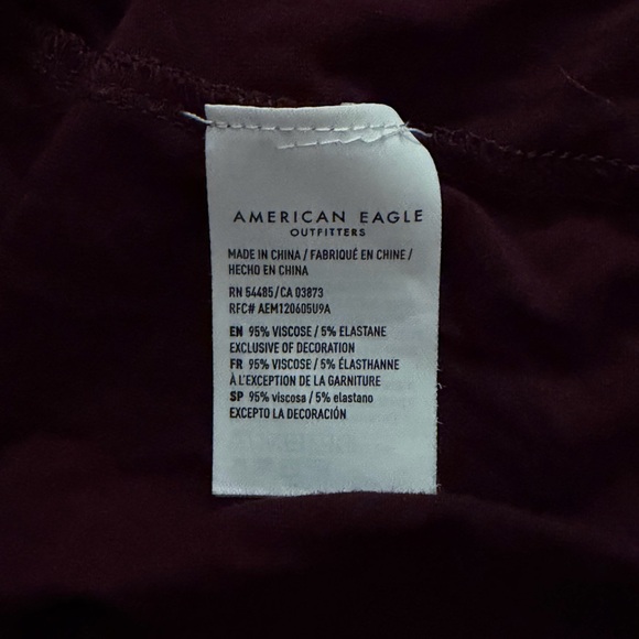 American Eagle Outfitters Burgundy Top with Blue Floral Embroidery- Size XS - Picture 5 of 8